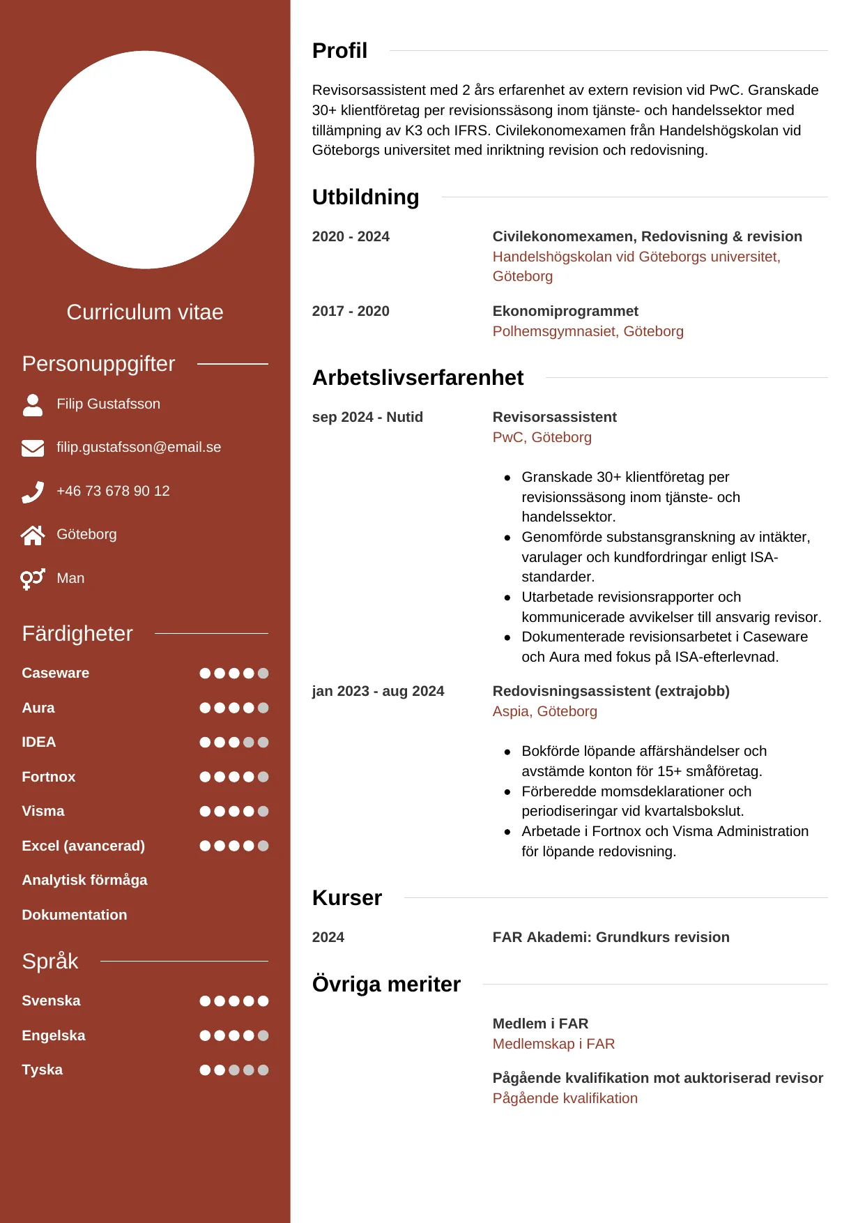 CV-mall Modern — gratis CV-mall för din ansökan
