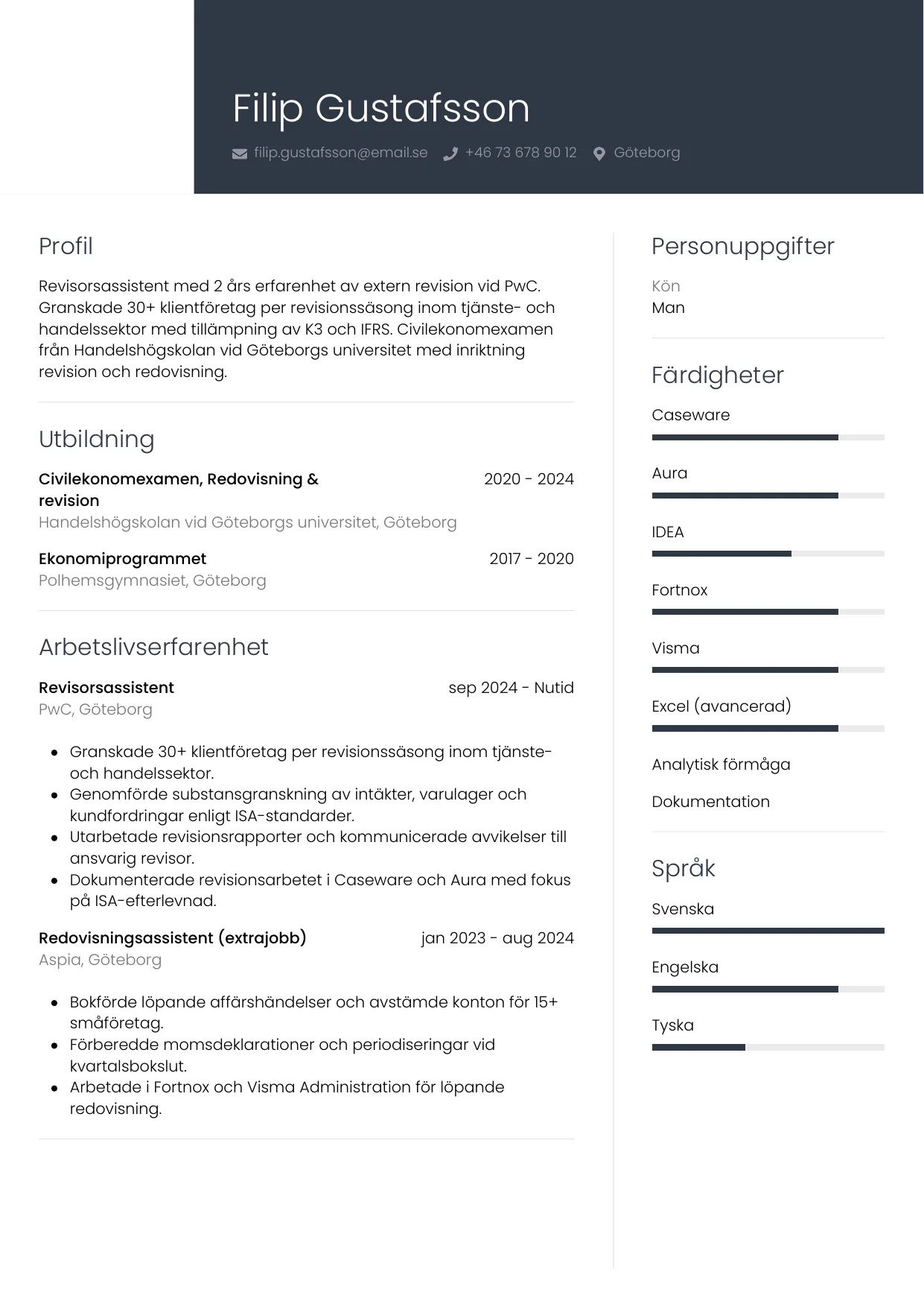 CV-mall Professionell — gratis CV-mall för din ansökan