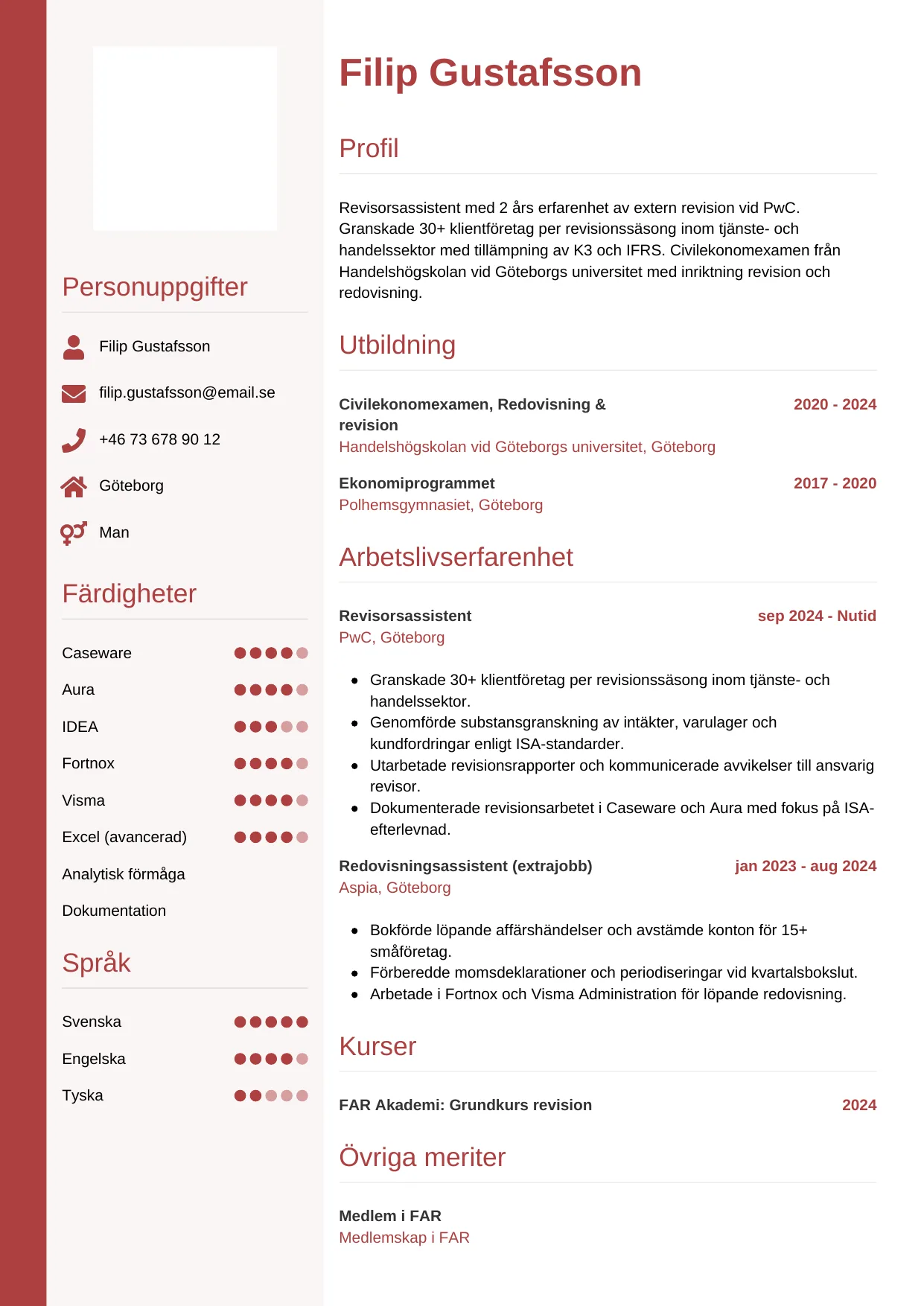 CV-mall Vertikal — gratis CV-mall för din ansökan