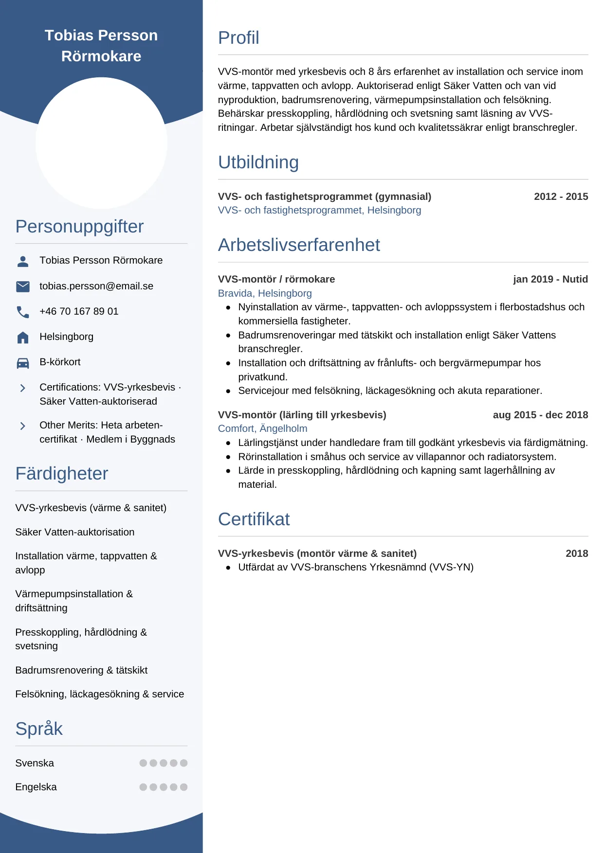 CV-mall Cirkulär — gratis CV-mall för din ansökan
