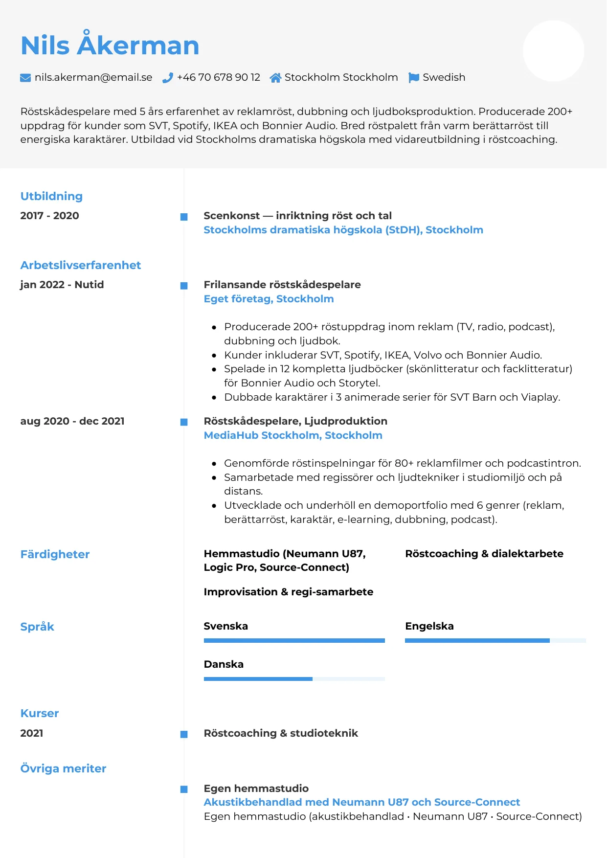 CV-mall Chrono — gratis CV-mall för din ansökan