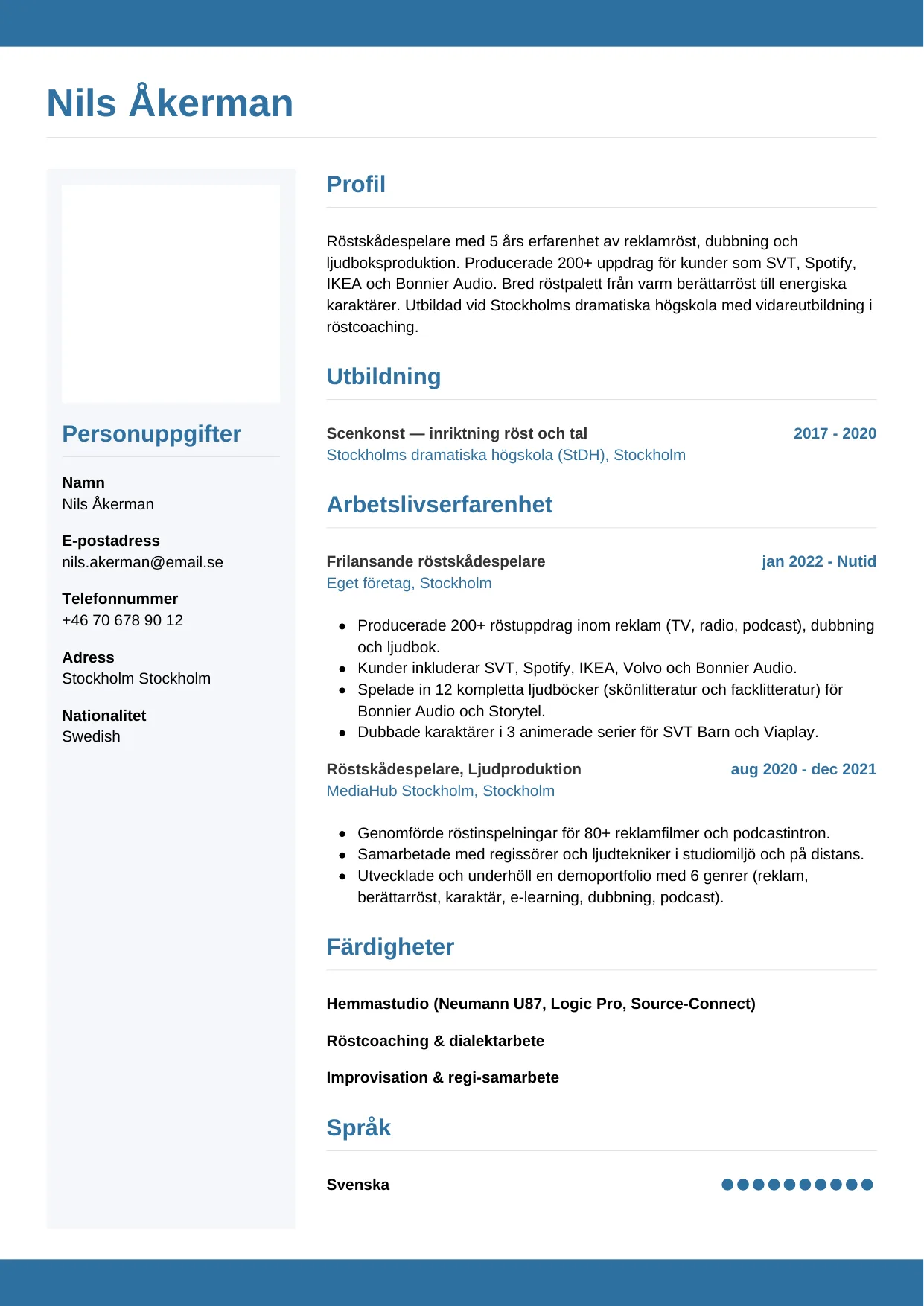 CV-mall Horisontell — gratis CV-mall för din ansökan