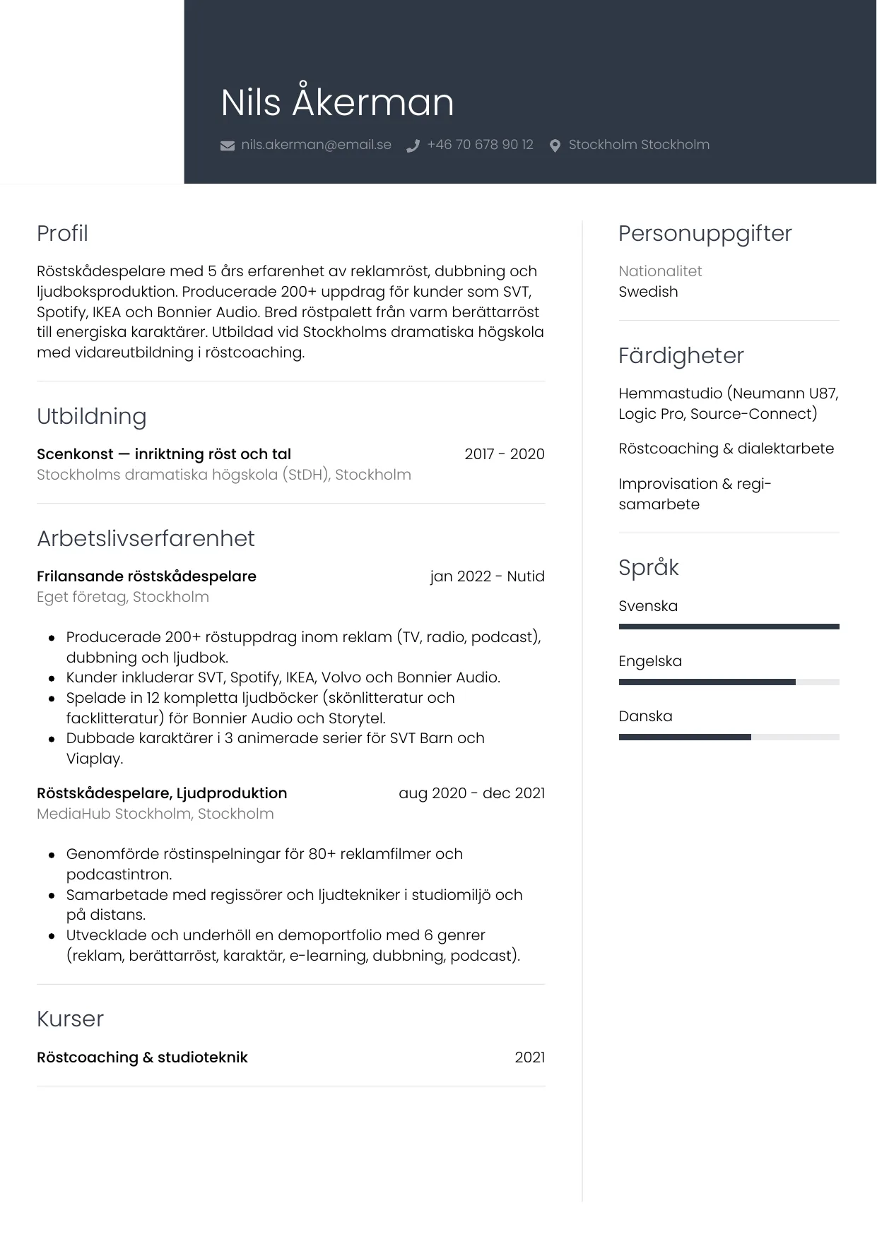 CV-mall Professionell — gratis CV-mall för din ansökan