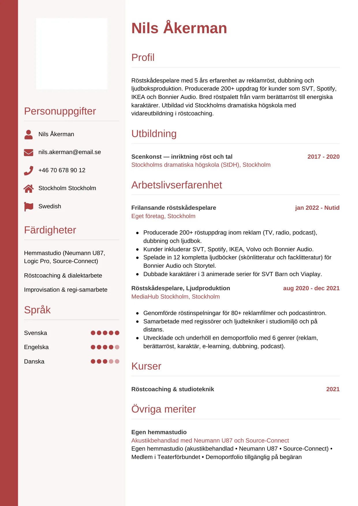 CV-mall Vertikal — gratis CV-mall för din ansökan
