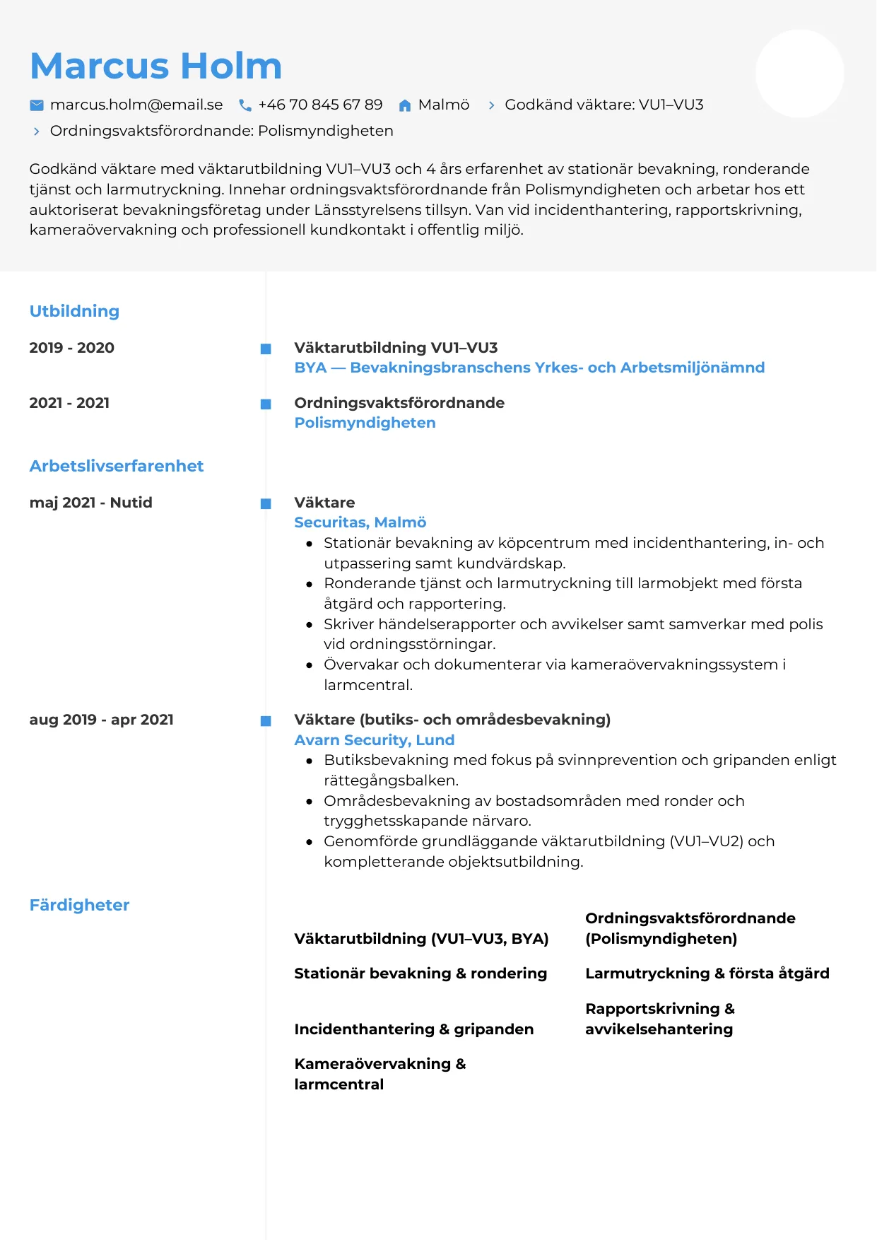 CV-mall Chrono — gratis CV-mall för din ansökan