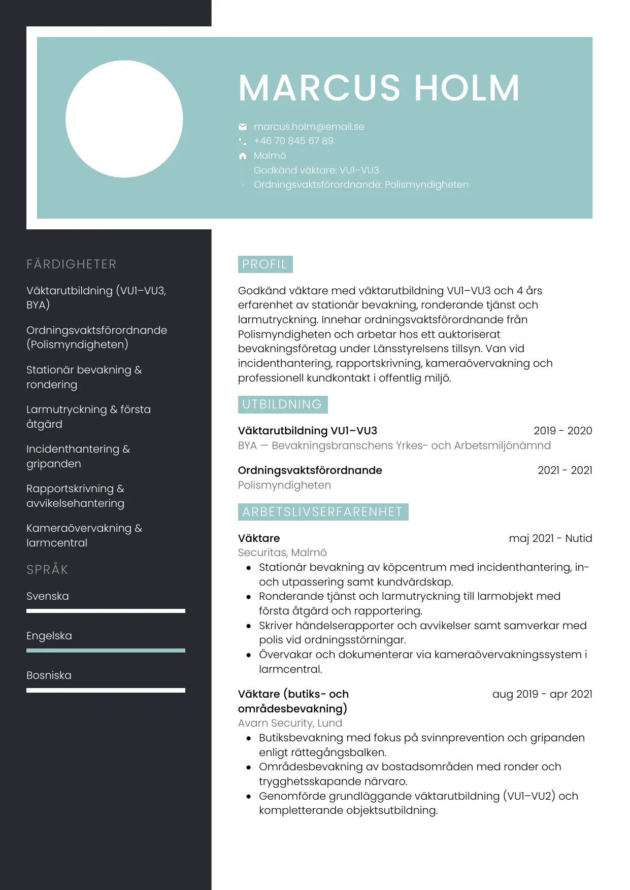 CV-mall Elegant — gratis CV-mall för din ansökan