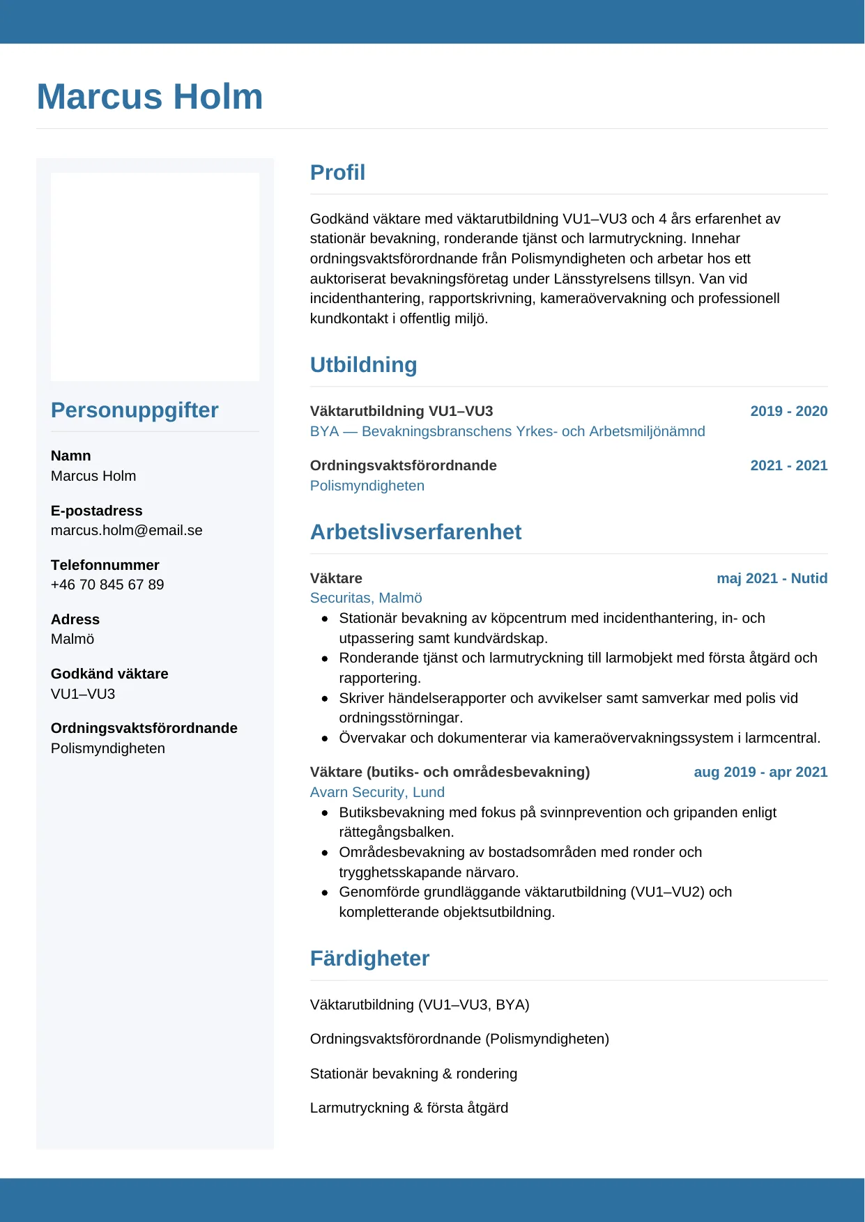 CV-mall Horisontell — gratis CV-mall för din ansökan