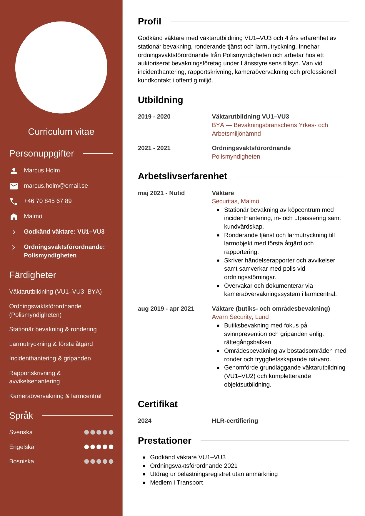 CV-mall Modern — gratis CV-mall för din ansökan