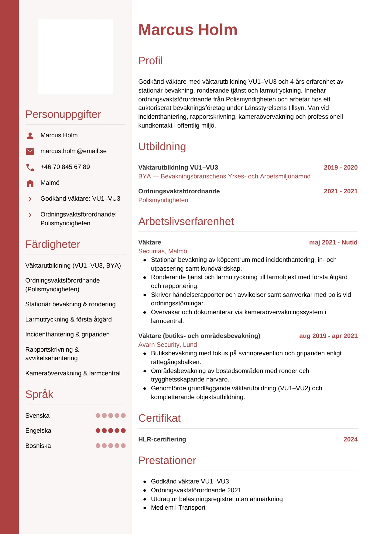 CV-mall Vertikal — gratis CV-mall för din ansökan