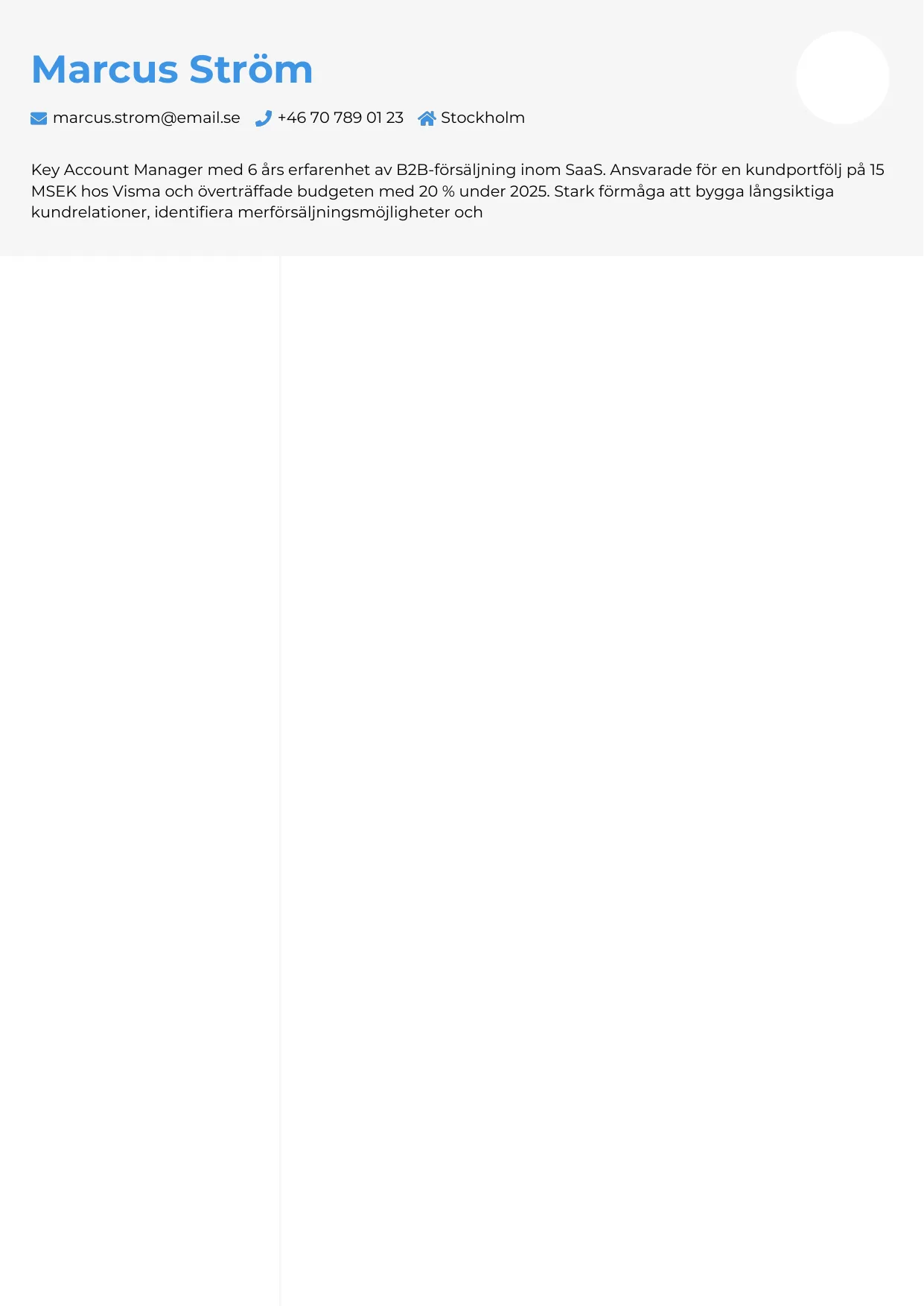 CV-mall Chrono — gratis CV-mall för din ansökan