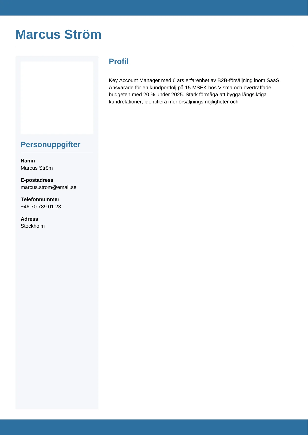 CV-mall Horisontell — gratis CV-mall för din ansökan