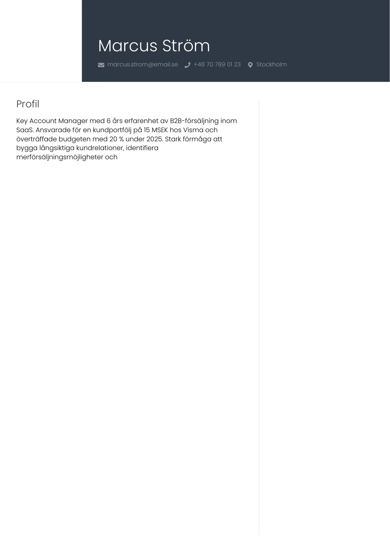 CV-mall Professionell — gratis CV-mall för din ansökan