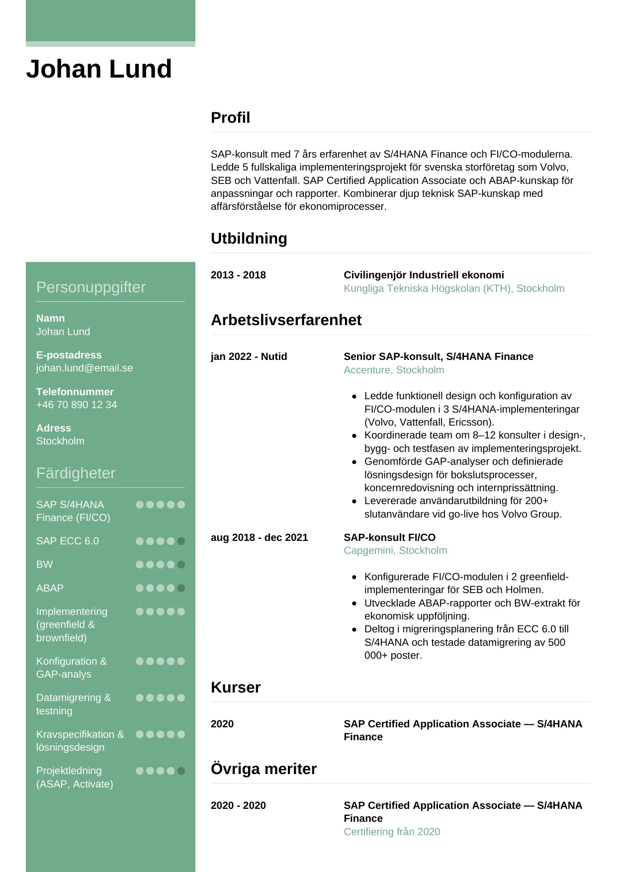 CV-mall Casual — gratis CV-mall för din ansökan