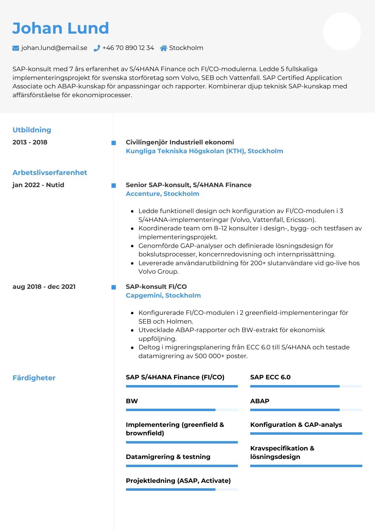 CV-mall Chrono — gratis CV-mall för din ansökan