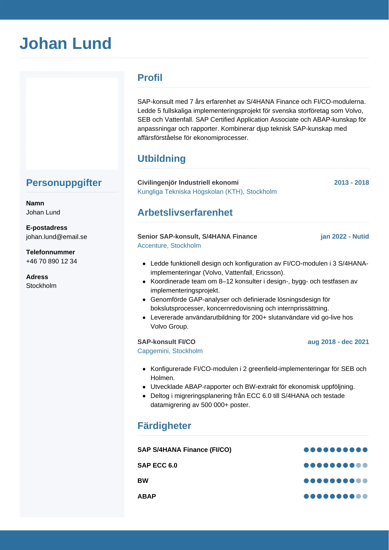 CV-mall Horisontell — gratis CV-mall för din ansökan
