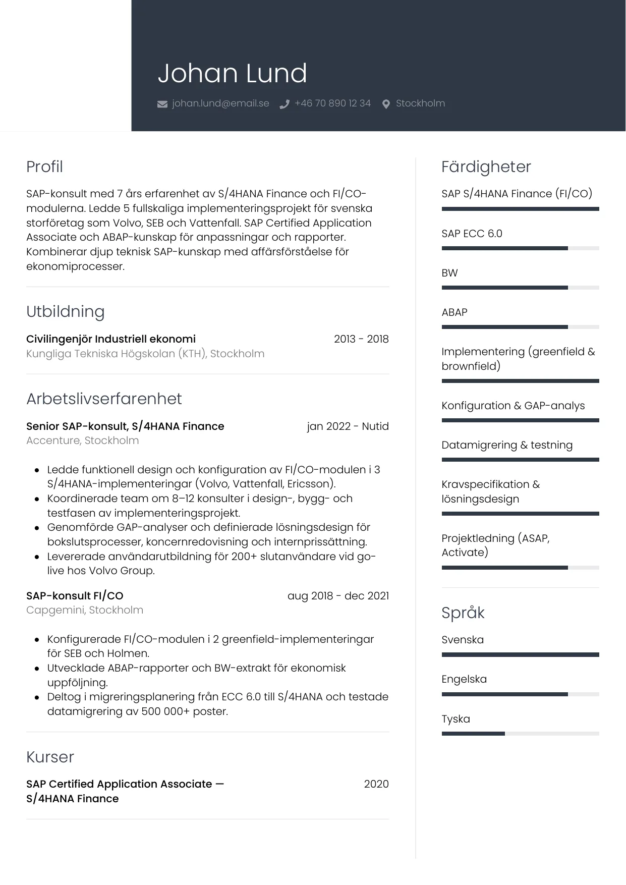 CV-mall Professionell — gratis CV-mall för din ansökan