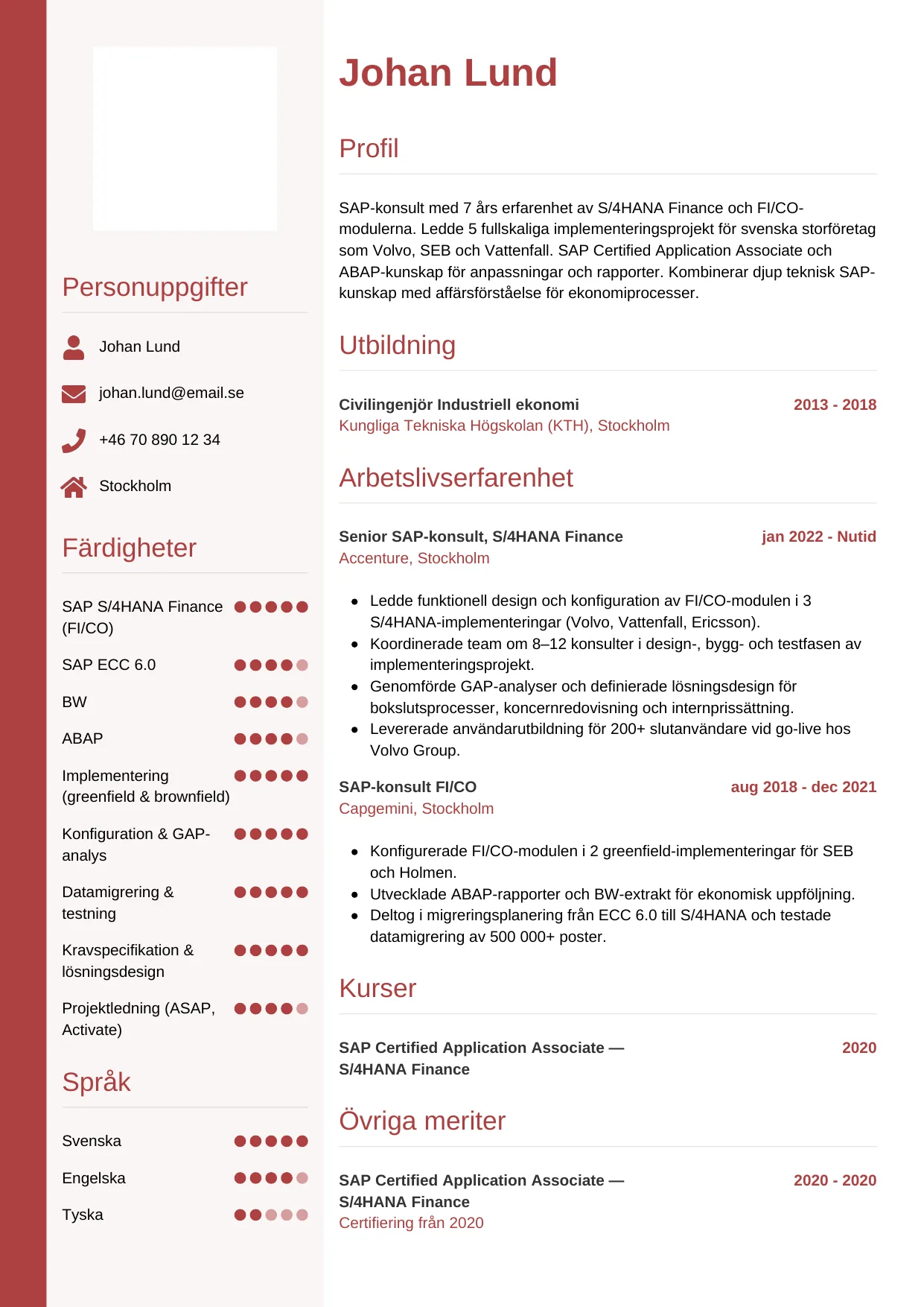 CV-mall Vertikal — gratis CV-mall för din ansökan