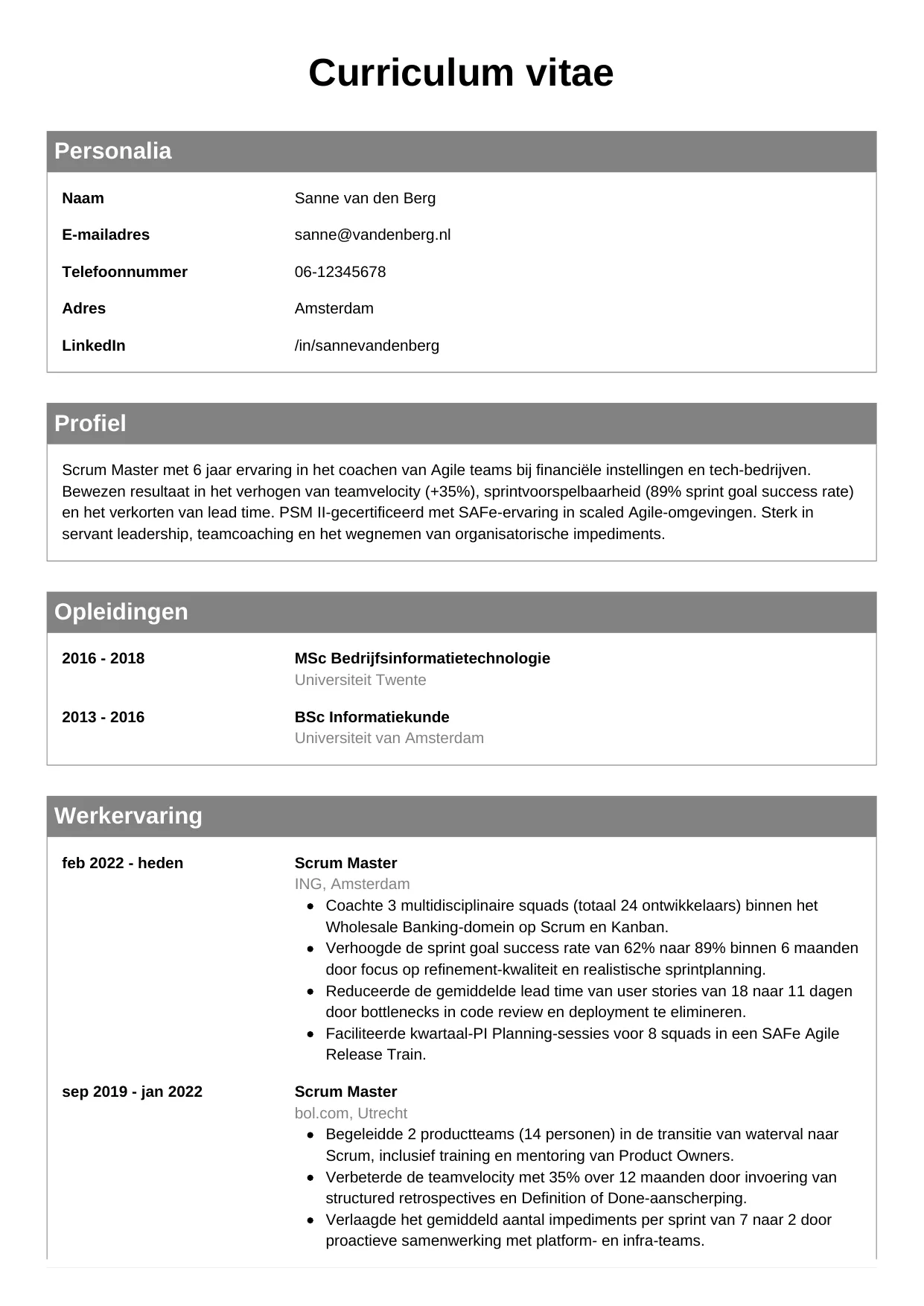 CV-mall Klassisk — gratis CV-mall för din ansökan