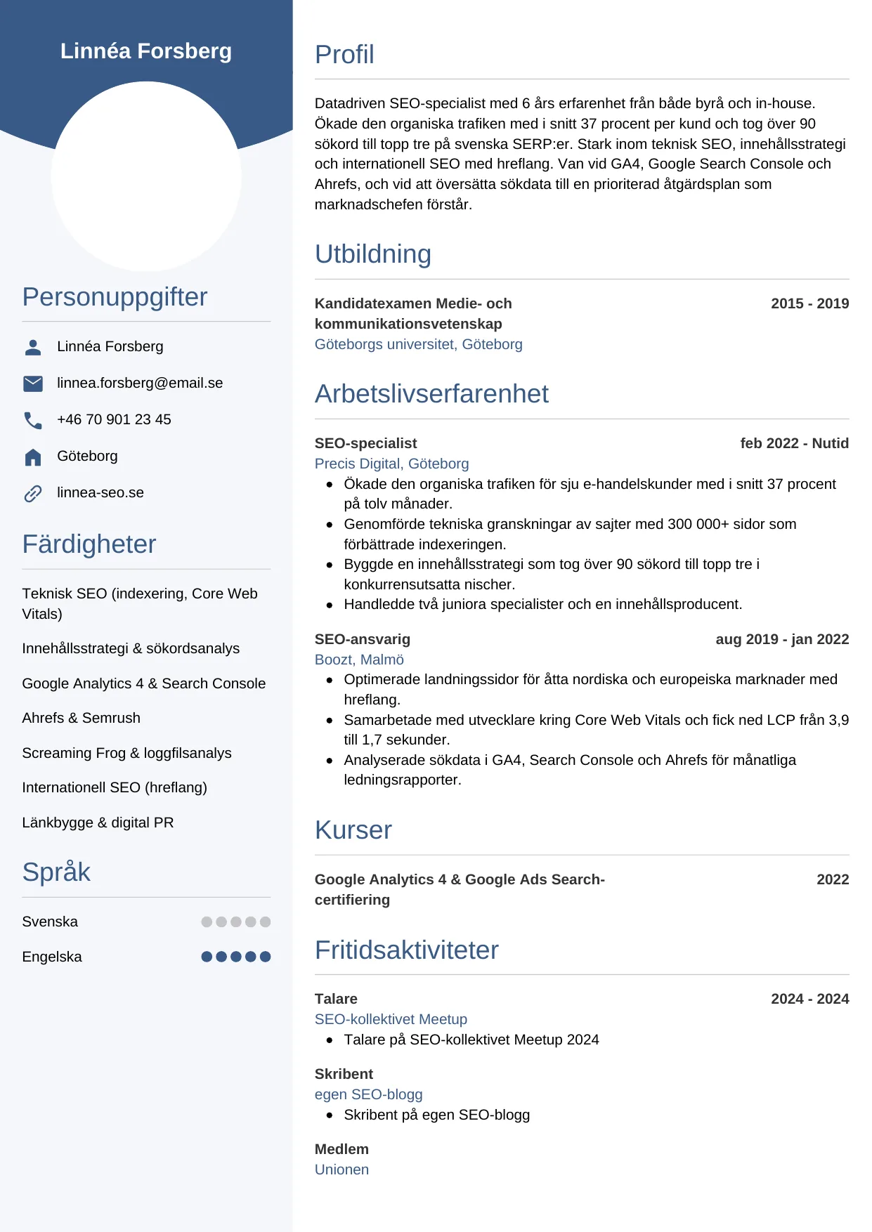 CV-mall Cirkulär — gratis CV-mall för din ansökan