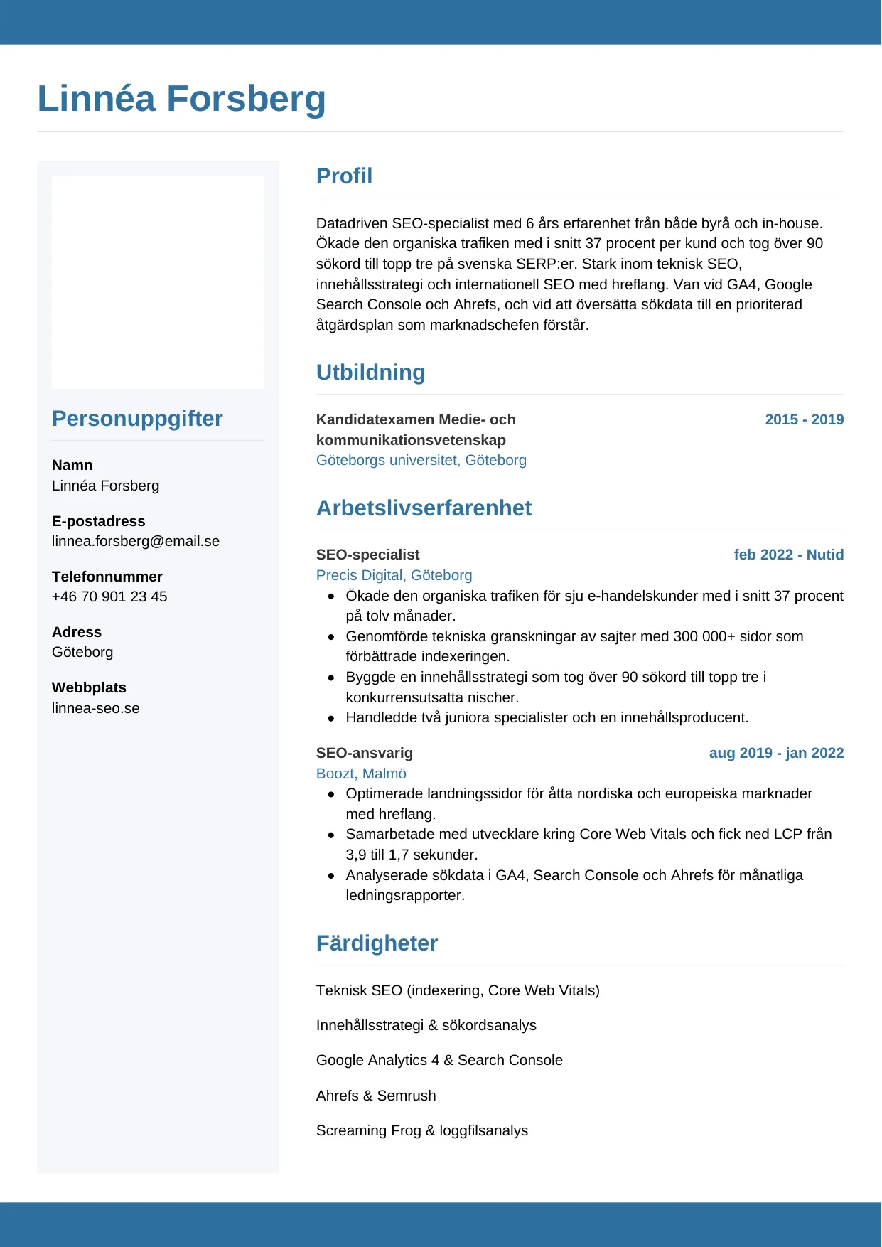 CV-mall Horisontell — gratis CV-mall för din ansökan