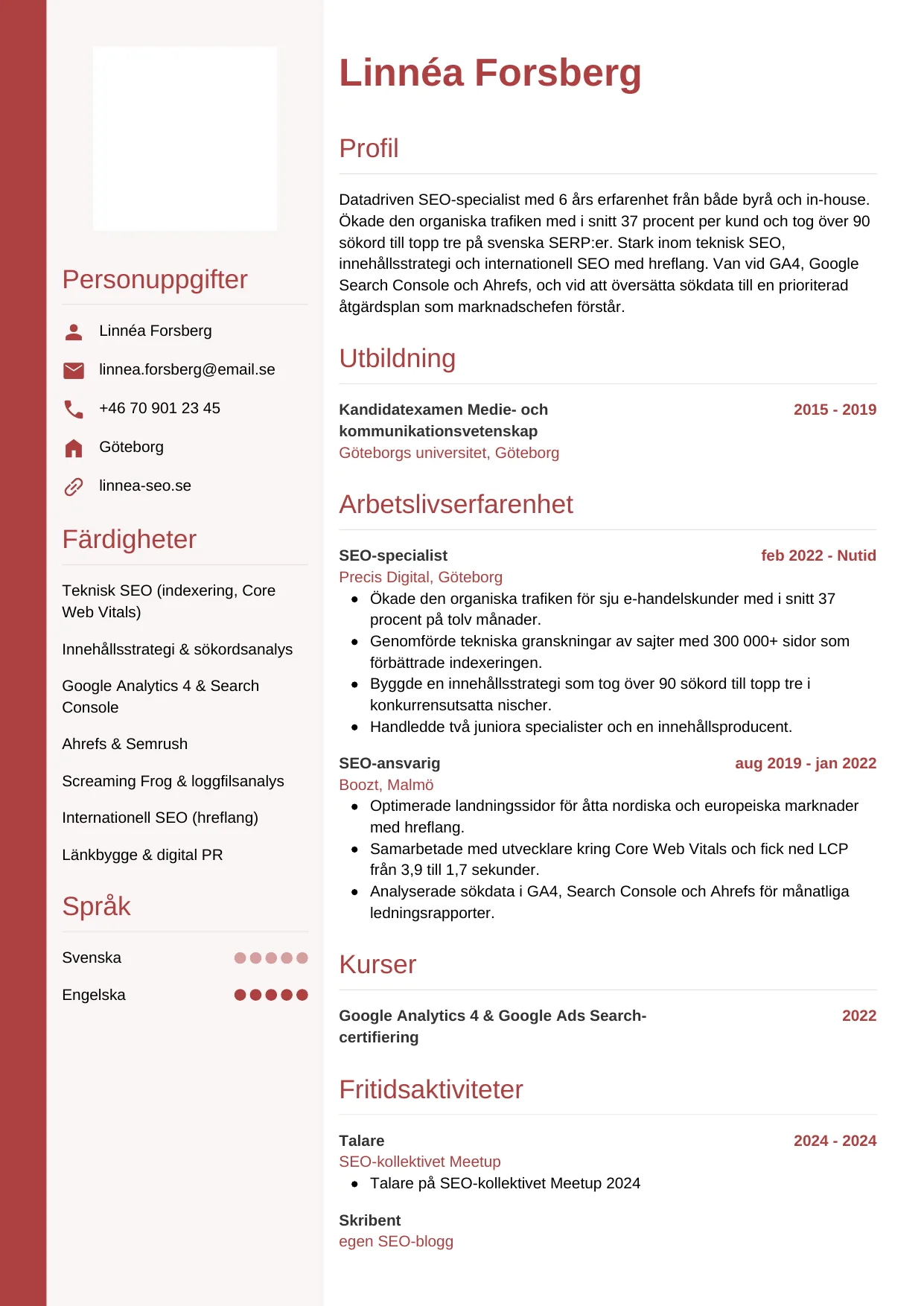 CV-mall Vertikal — gratis CV-mall för din ansökan