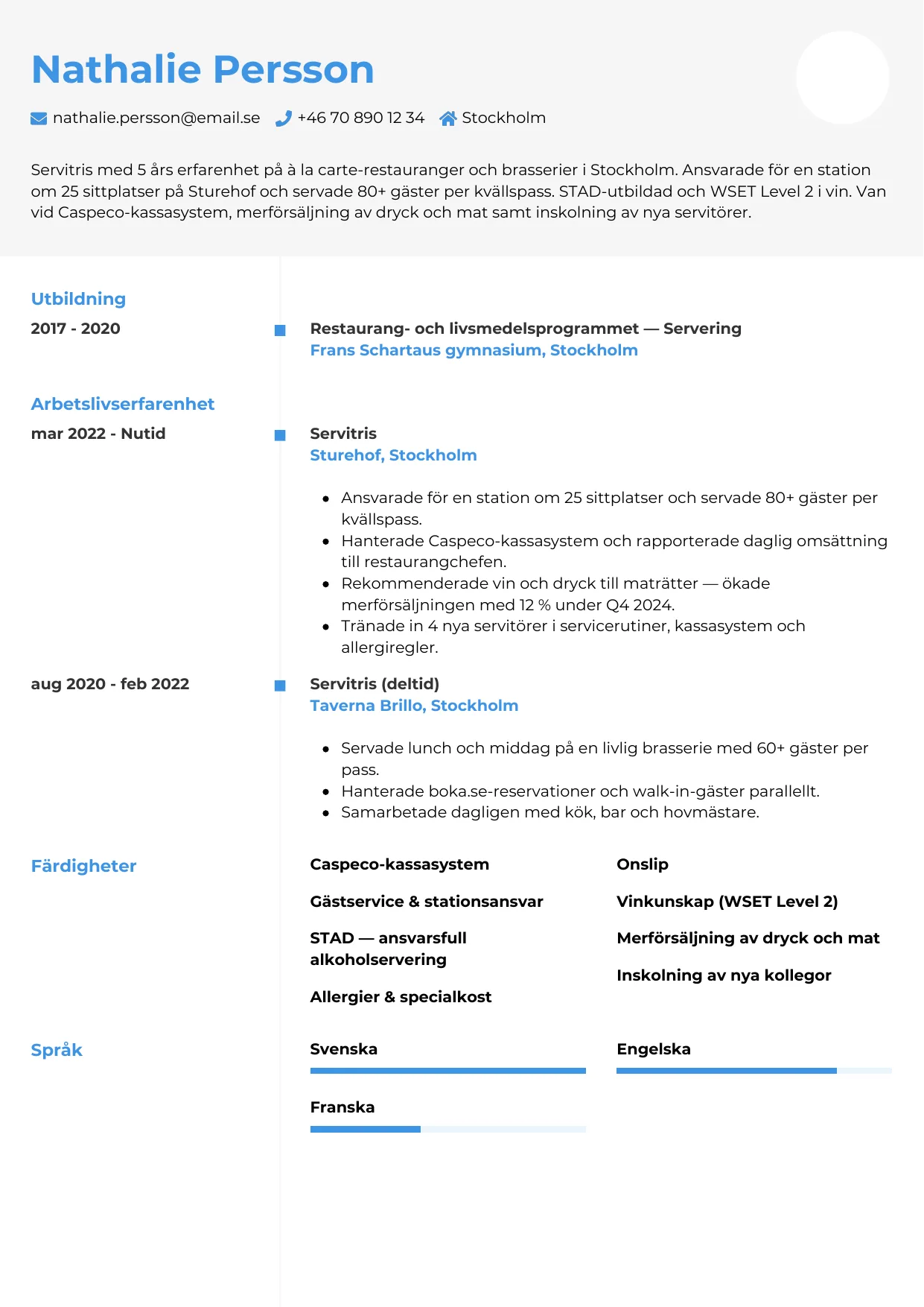 CV-mall Chrono — gratis CV-mall för din ansökan