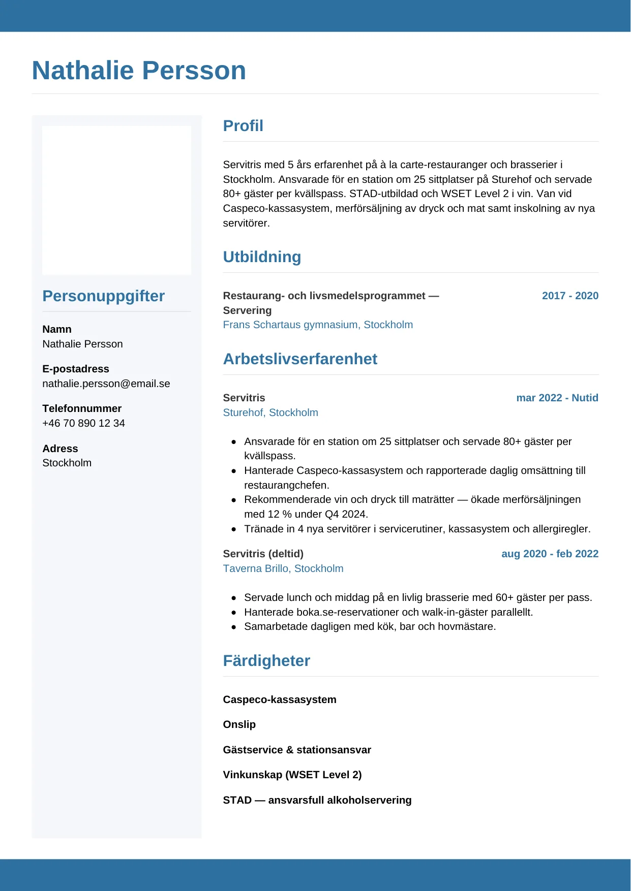 CV-mall Horisontell — gratis CV-mall för din ansökan
