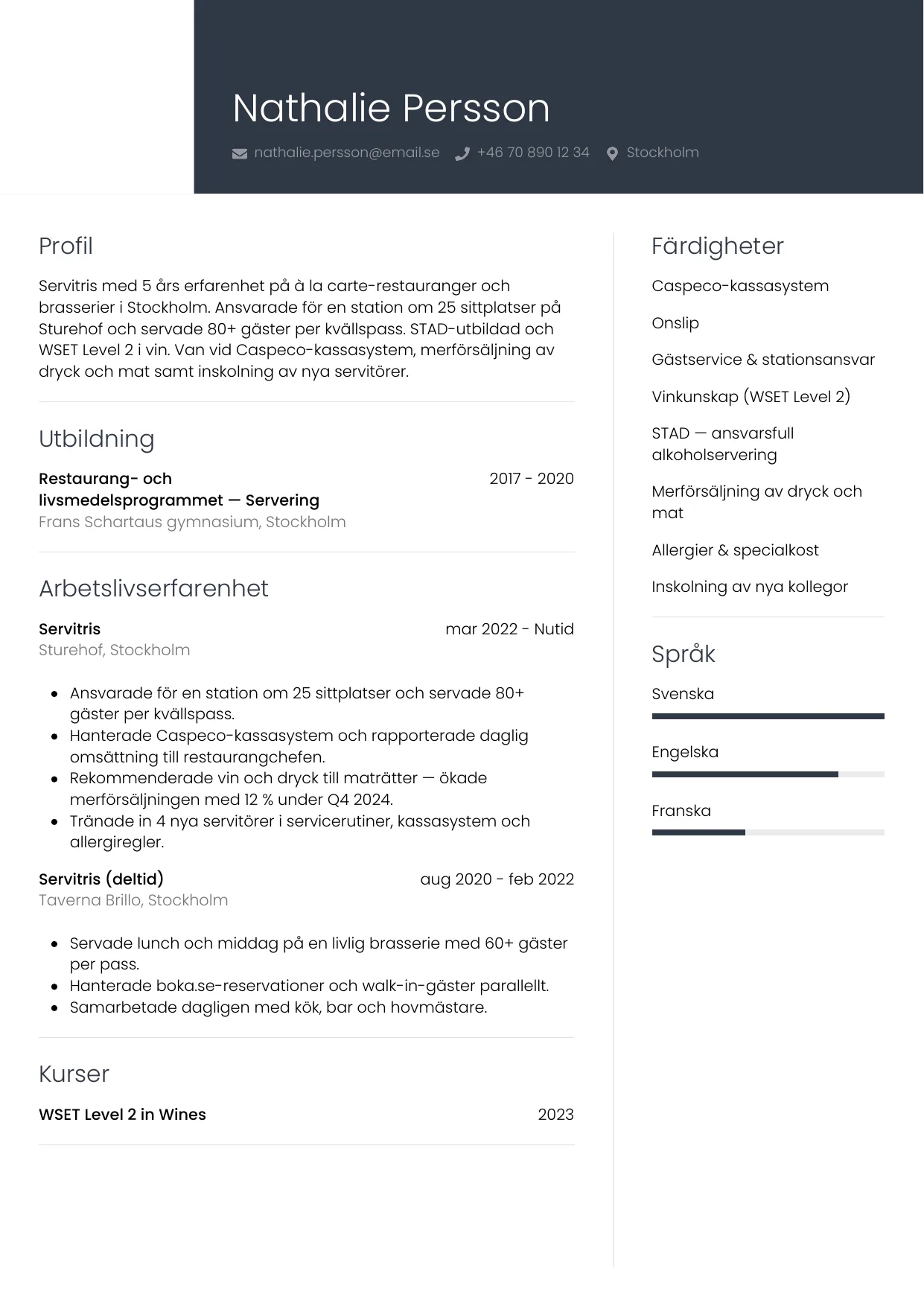CV-mall Professionell — gratis CV-mall för din ansökan