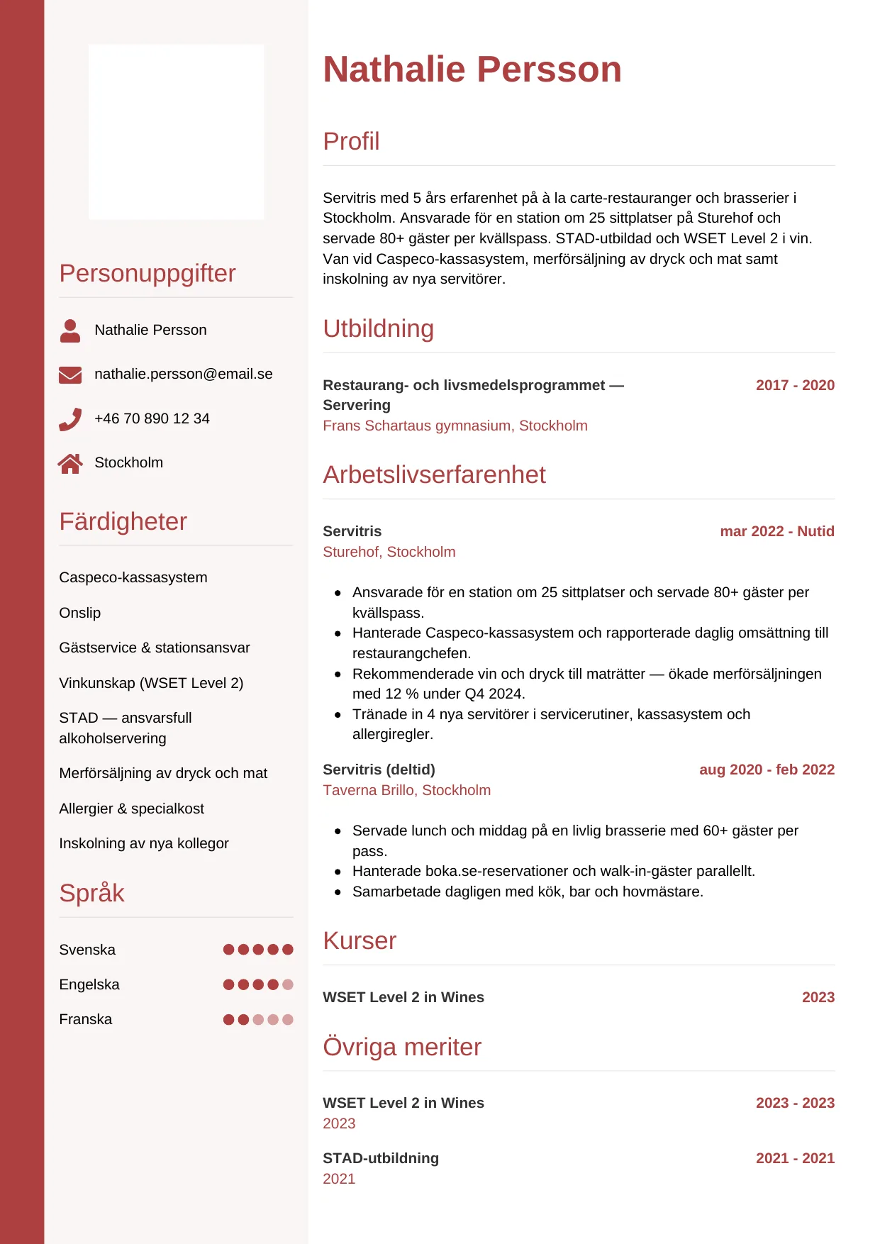 CV-mall Vertikal — gratis CV-mall för din ansökan