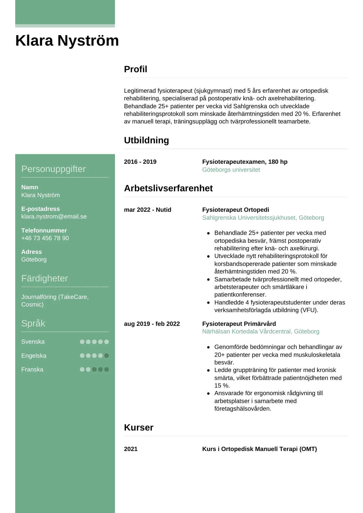 CV-mall Casual — gratis CV-mall för din ansökan