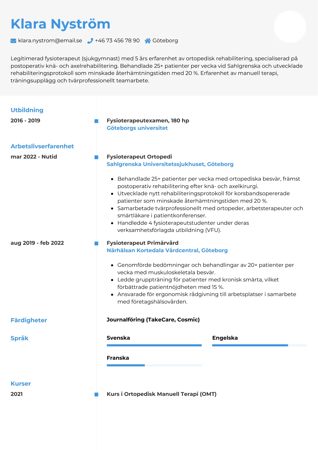 CV-mall Chrono — gratis CV-mall för din ansökan