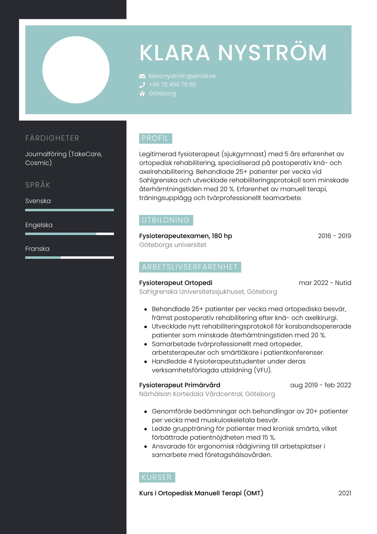 CV-mall Elegant — gratis CV-mall för din ansökan