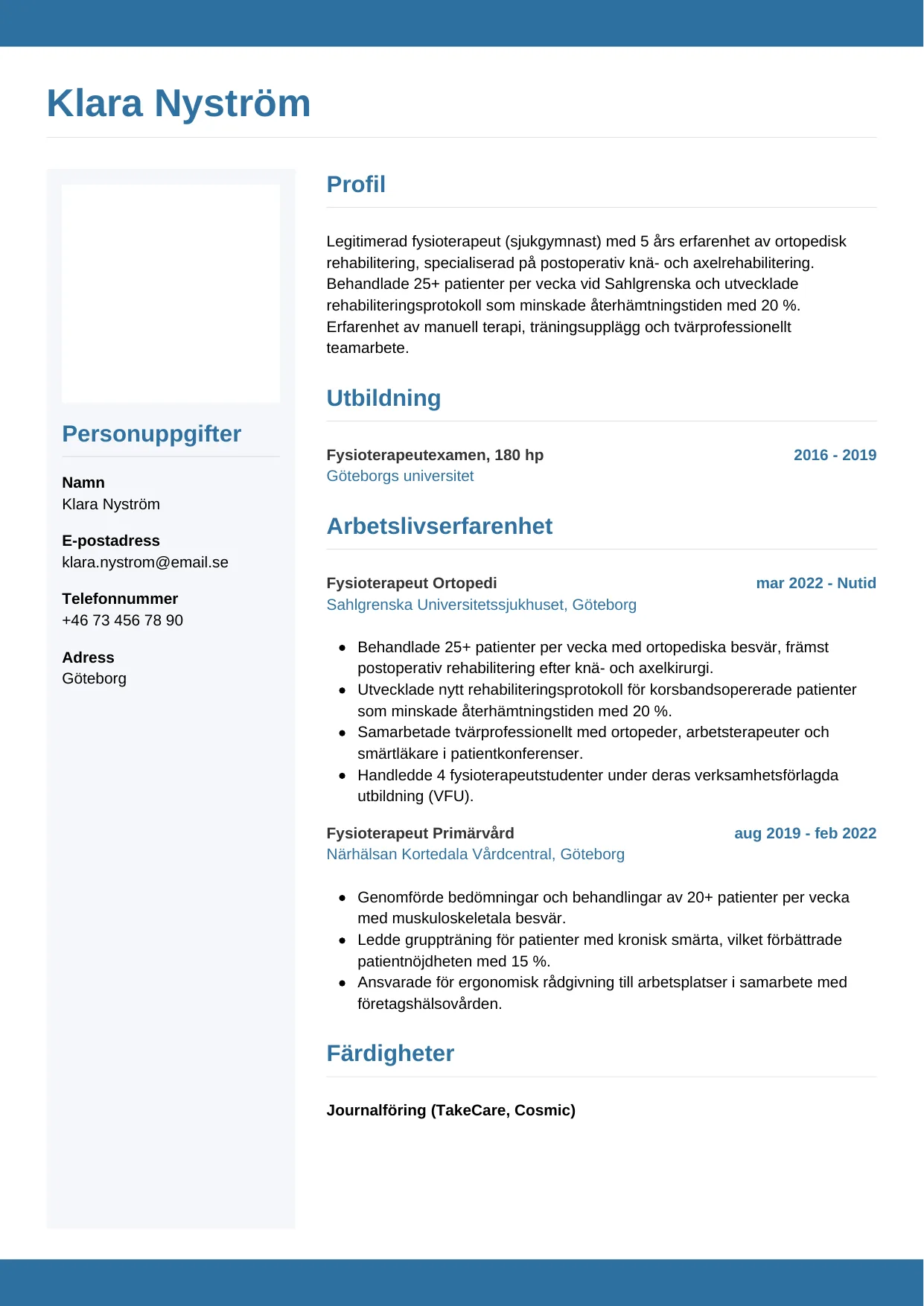 CV-mall Horisontell — gratis CV-mall för din ansökan
