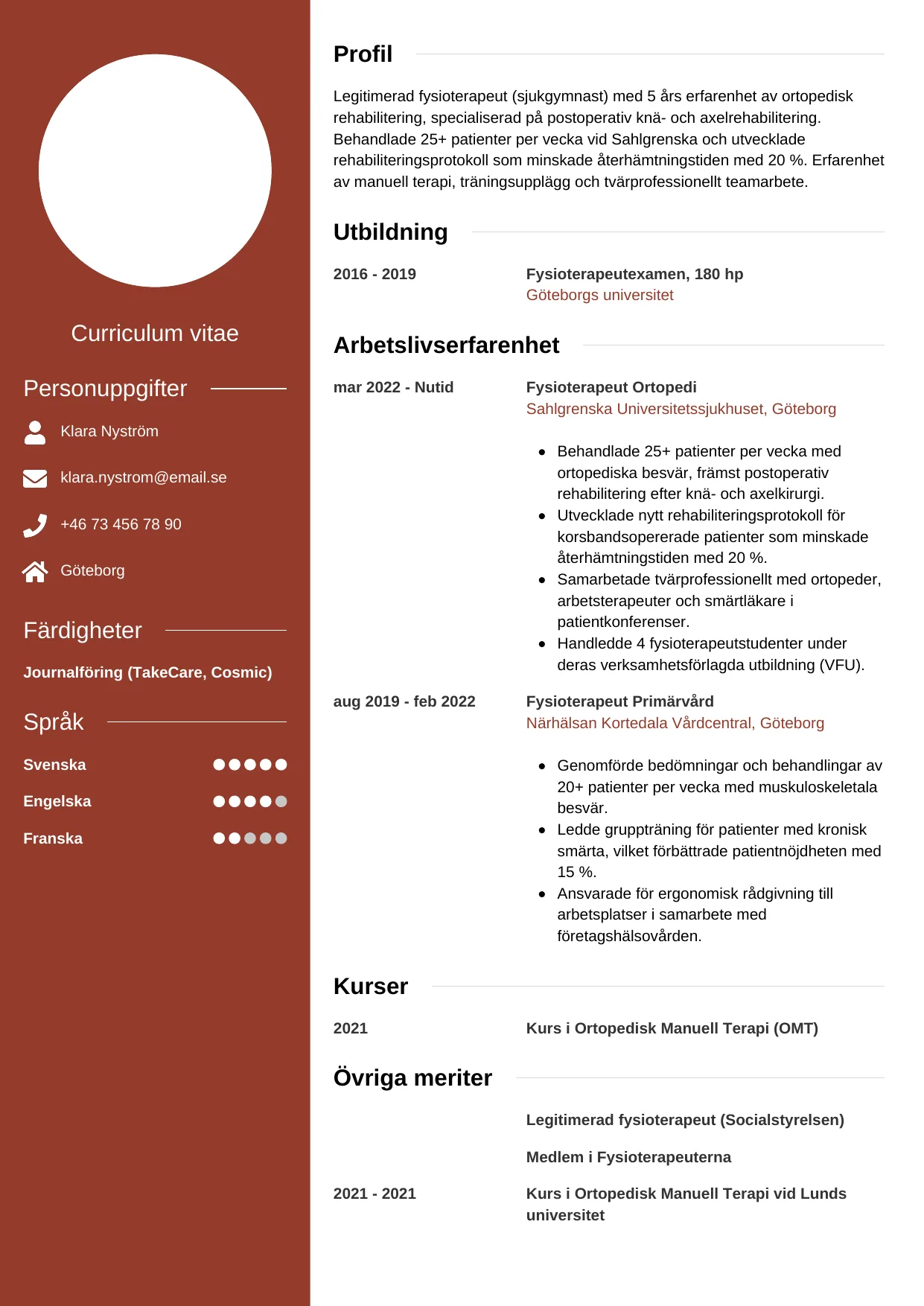 CV-mall Modern — gratis CV-mall för din ansökan