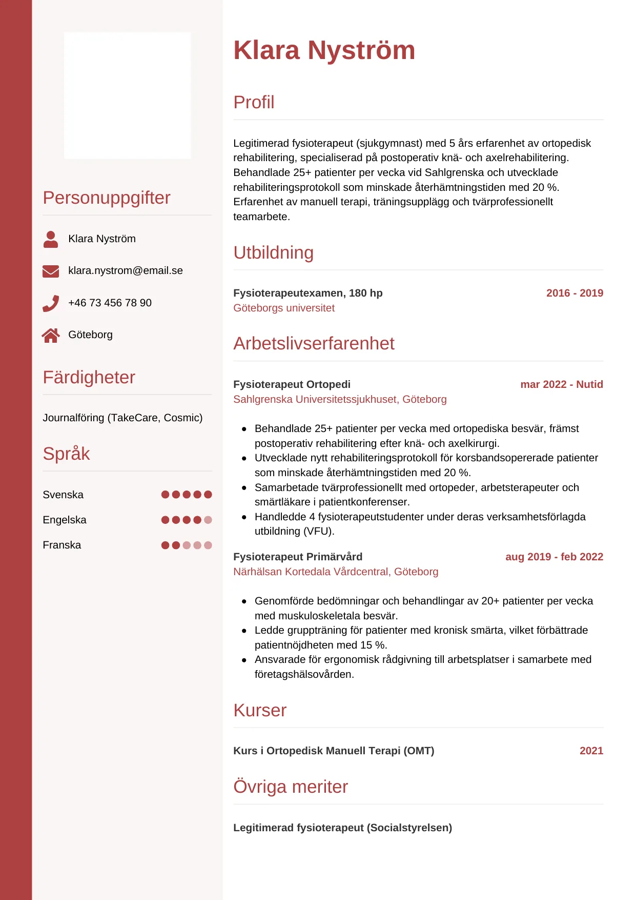 CV-mall Vertikal — gratis CV-mall för din ansökan