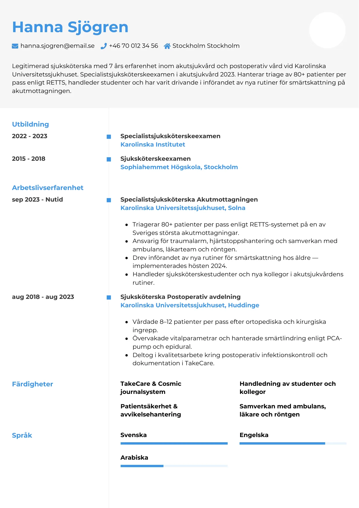 CV-mall Chrono — gratis CV-mall för din ansökan