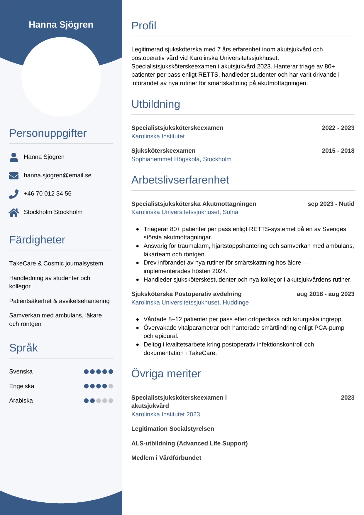 Cirkulär mall — Sjuksköterska