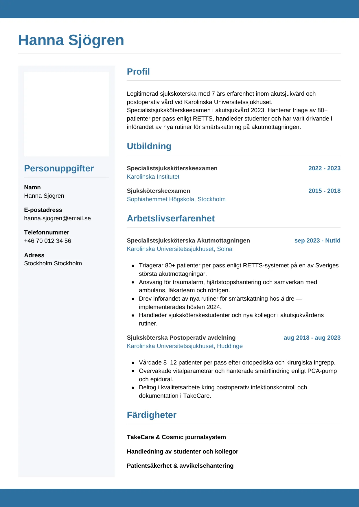 CV-mall Horisontell — gratis CV-mall för din ansökan