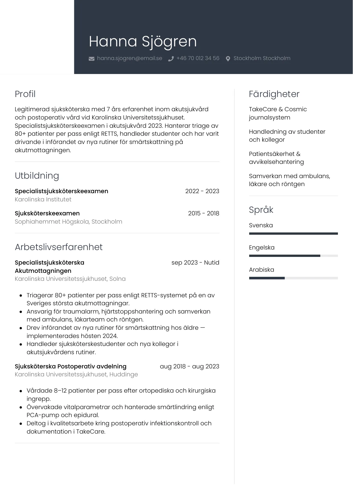 CV-mall Professionell — gratis CV-mall för din ansökan