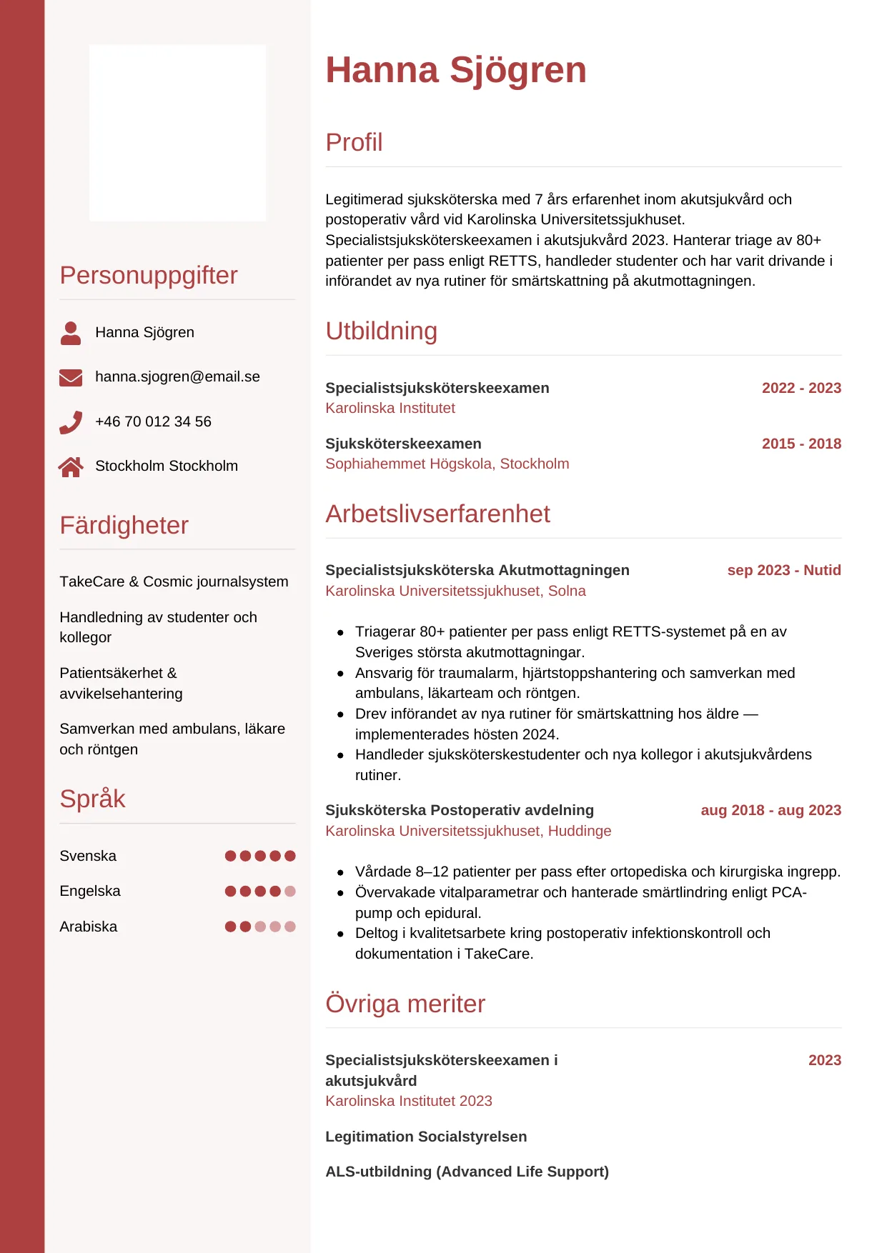 CV-mall Vertikal — gratis CV-mall för din ansökan