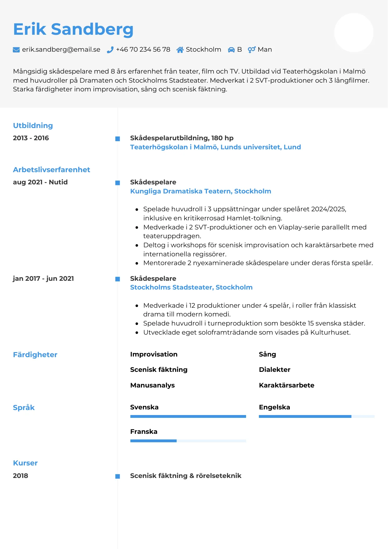 CV-mall Chrono — gratis CV-mall för din ansökan
