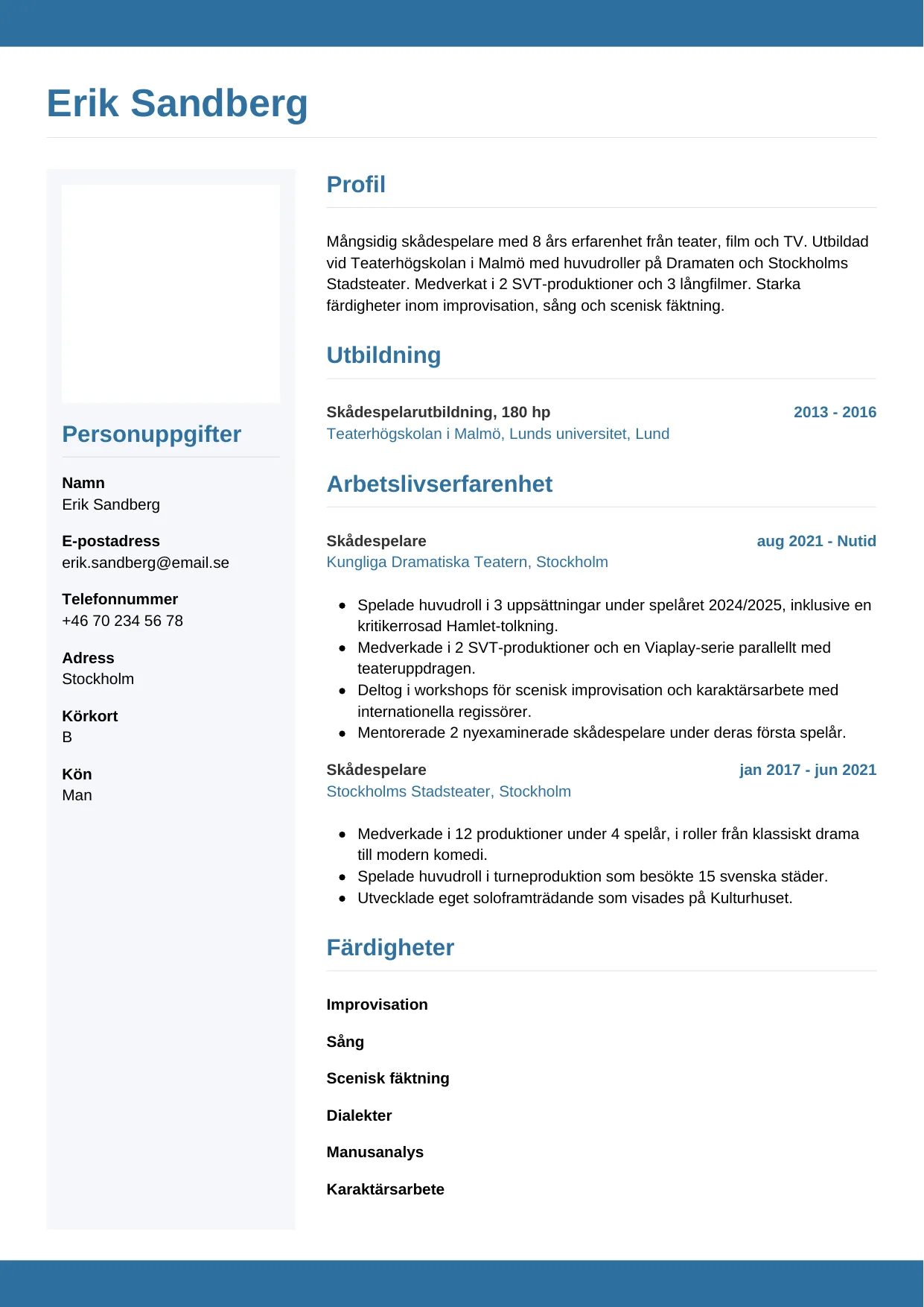 CV-mall Horisontell — gratis CV-mall för din ansökan
