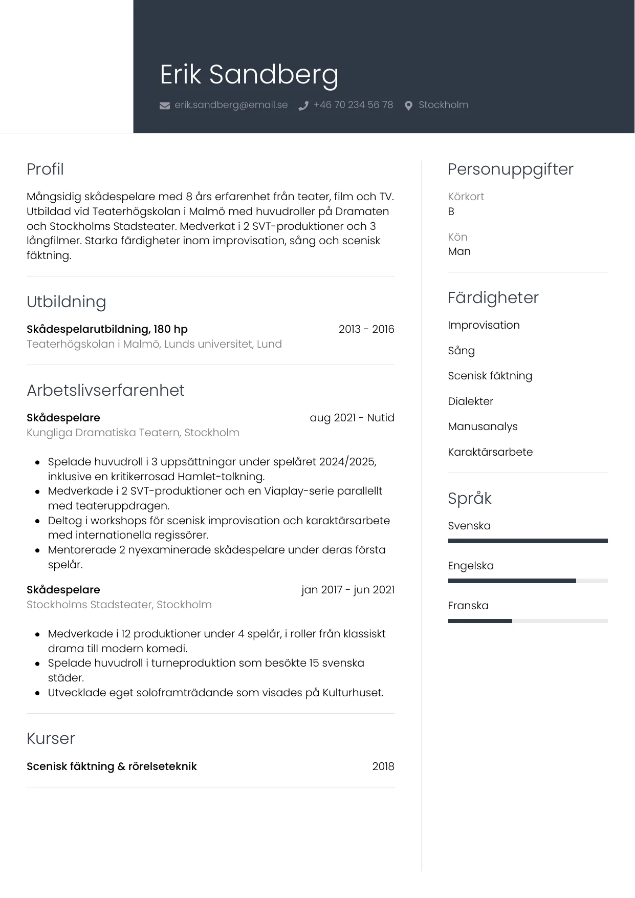 CV-mall Professionell — gratis CV-mall för din ansökan