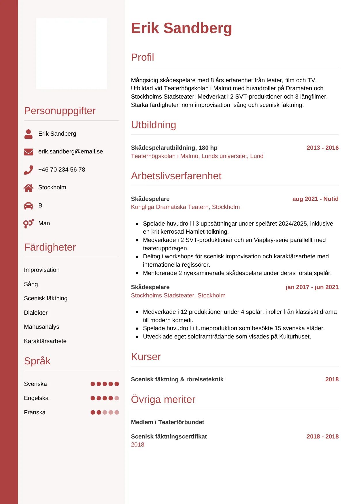 CV-mall Vertikal — gratis CV-mall för din ansökan