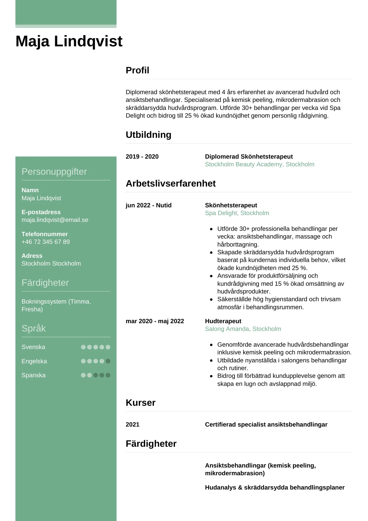 CV-mall Casual — gratis CV-mall för din ansökan