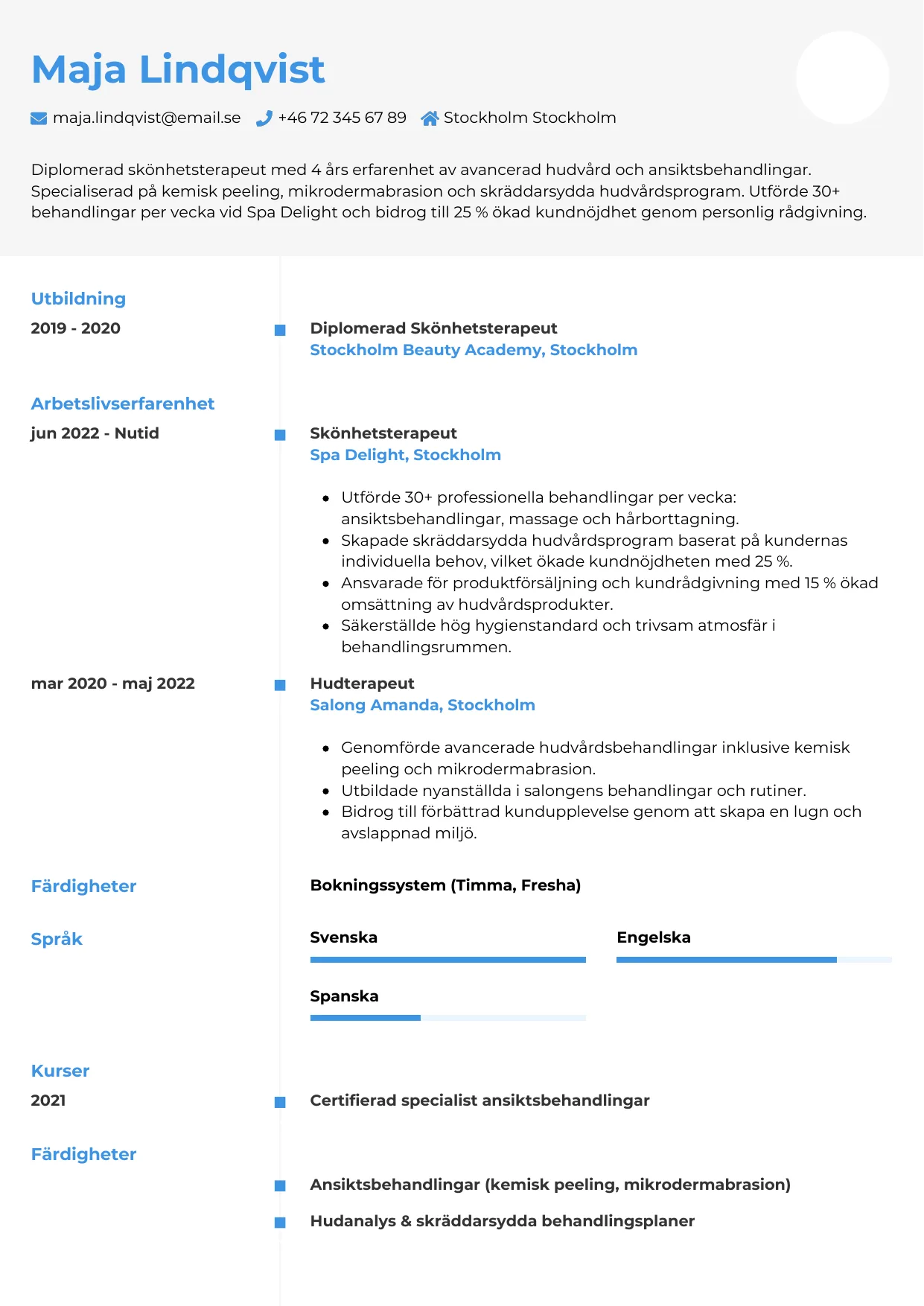 CV-mall Chrono — gratis CV-mall för din ansökan
