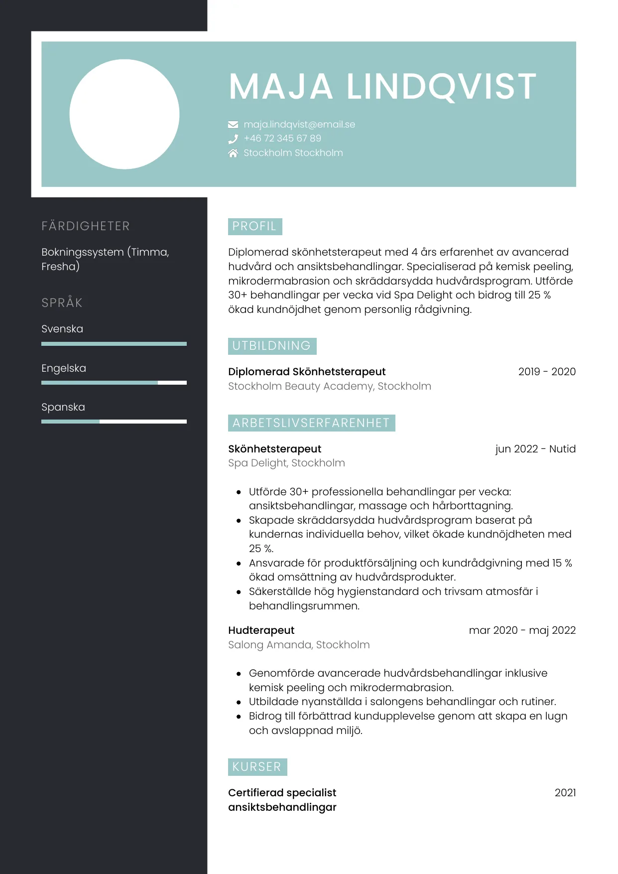 CV-mall Elegant — gratis CV-mall för din ansökan