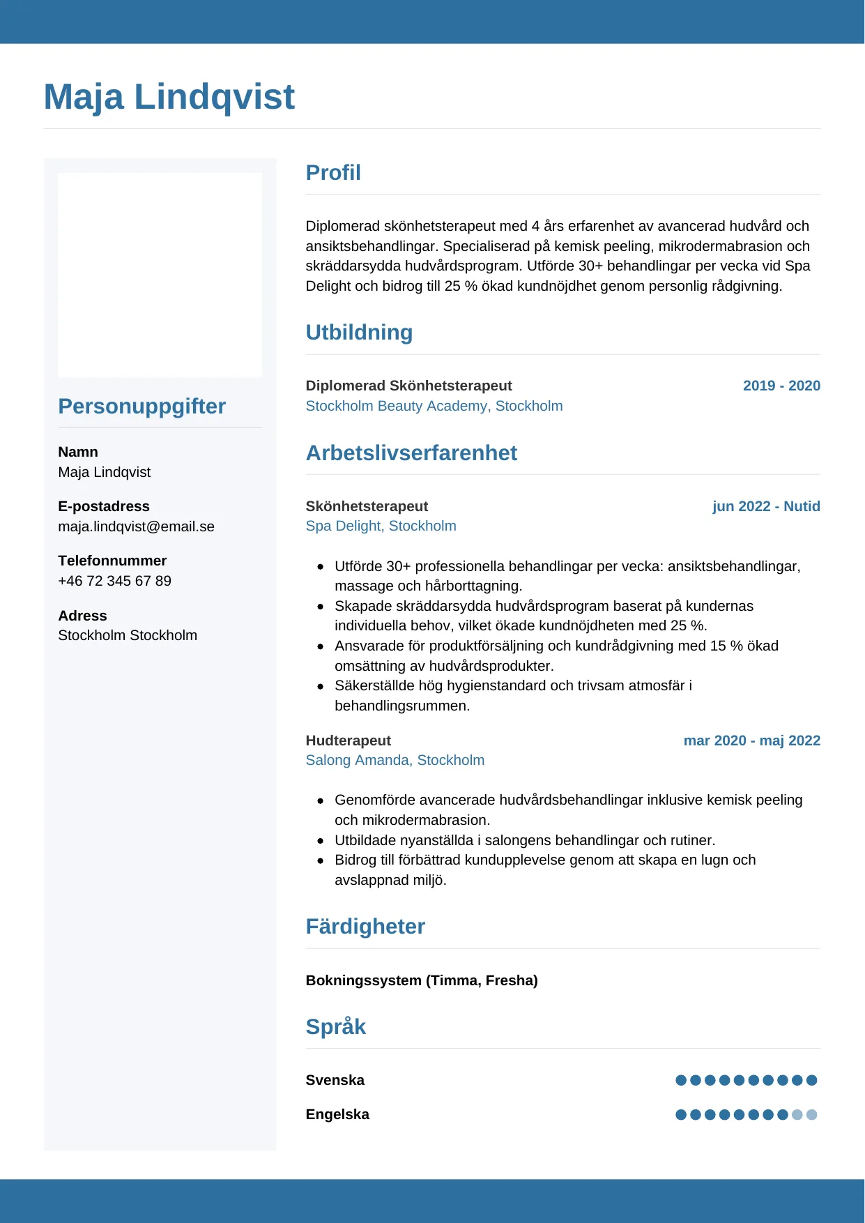 CV-mall Horisontell — gratis CV-mall för din ansökan