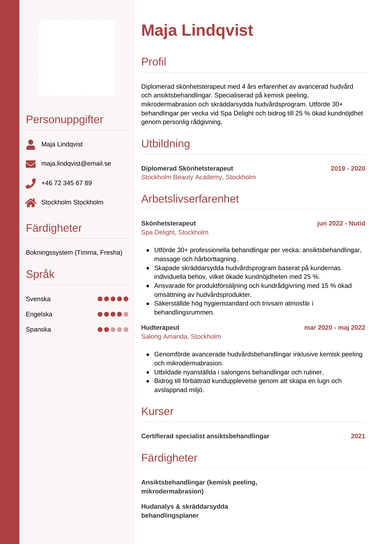 CV-mall Vertikal — gratis CV-mall för din ansökan