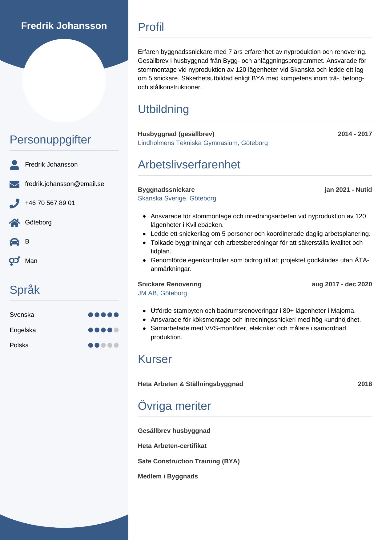CV-mall Cirkulär — gratis CV-mall för din ansökan